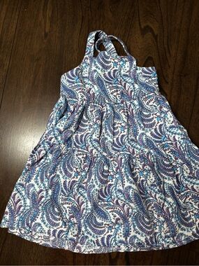 Crewcuts Paisley Halter Dress in White, Blue & Purple